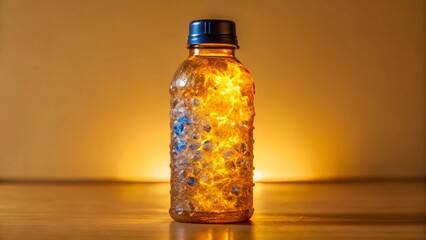 Poster - Fiery Frozen Water Bottle: Low Light Abstract Photography