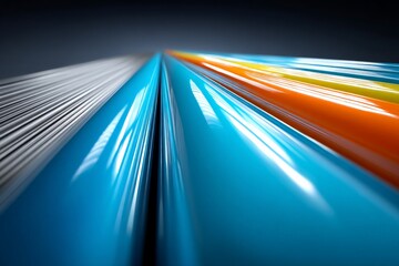 Poster - Glossy lines of vibrant colors creating an abstract design in a modern artistic composition