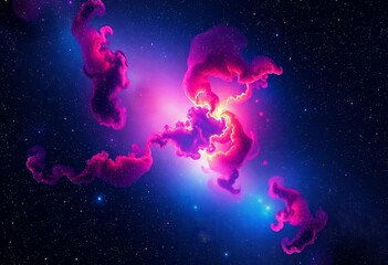 Wall Mural - Abstract colorful cosmos, vibrant nebula, starry night sky, cosmic dust, universe, otherworldly