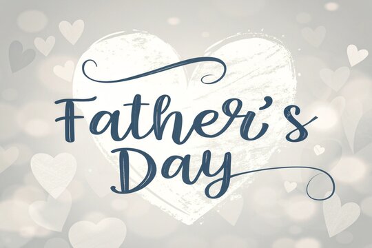 Happy Father's Day Handwritten with Blurred White Heart Background