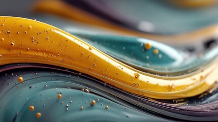 Poster - abstract glossy shape with fluid colors generative ai