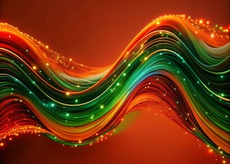 Aufkleber - Glowing Colorful Waves Abstract Digital Art Dark Background Stock Photo