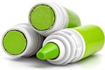 Poster - Bright green marking pens for school projects, crafts, and creative activities in a colorful workspace