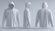 © ai tekno koncept - Light grey sun protection hoodie mockup with long sleeves, thumbholes, and hood shown on light grey background