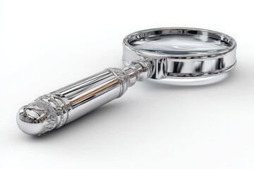 Poster - Magnifying glass with ornate handle resting on a flat surface in a well-lit room, suggesting the theme of investigation and discovery