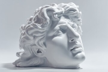 Aufkleber - Sculptural head featuring classical design with flowing hair displayed against a neutral backdrop