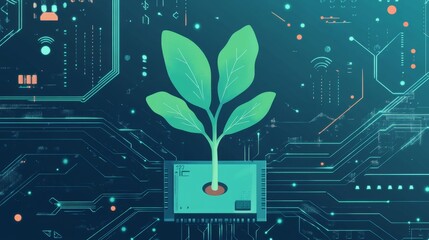 Poster - cultivating technology innovative plant growth in digital landscapes virtual environment futuristic 