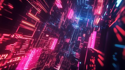 Fototapete - Futuristic data visualization adventure virtual realm digital art cyber environment dynamic perspective conceptual innovation