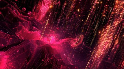 Fototapete - Dynamic abstract visualization digital realm artistic imagery futuristic environment aerial perspective conceptual technology