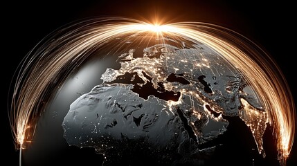 Poster - best internet concept of global business globe glowing line.stock image