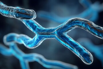 Poster - Detailed depiction of microscopic structures showing cellular connections and interactions under digital rendering