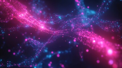 Poster - Dynamic energy flow digital space abstract animation night environment close-up view visual concept for technology impact