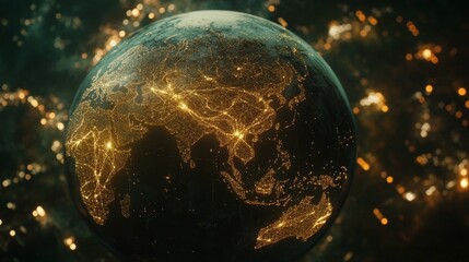 Poster - global connectivity illuminated earth satellite view digital networks technology nighttime globaliza