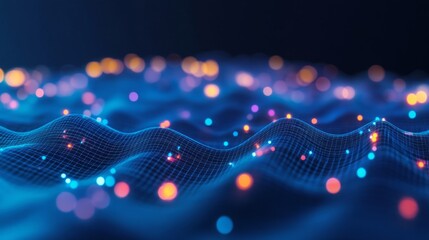 Poster - Vibrant digital waves in a futuristic setting abstract art technology nighttime environment illuminated concept