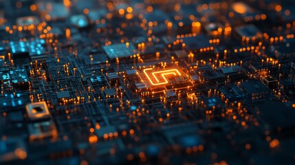 Poster - Advanced circuitry design digital space technology visualization abstract environment close-up view innovation concept for seo impact