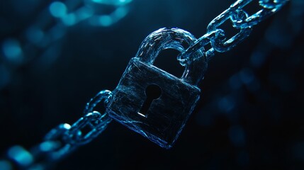 Poster - Securing data digital lock and chain virtual environment graphic design abstract viewpoint cybersecurity concept