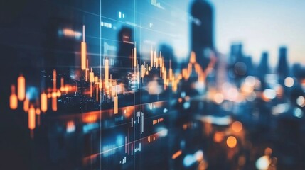 Poster - market trends analysis urban city digital graphs business environment aerial view financial insights
