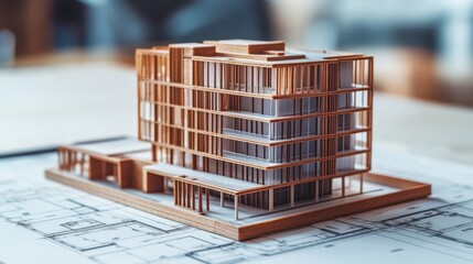Poster - Architectural model showcase design studio 3d rendering creative environment close-up view modern construction concepts