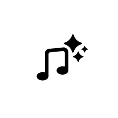 Poster - Ai icon featuring a music note with sparkles, ideal for digital audio and media applications.