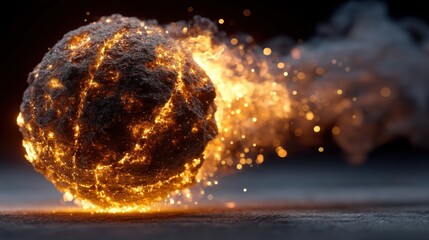 Aufkleber - burning basketball ball on fire generative ai.stock image