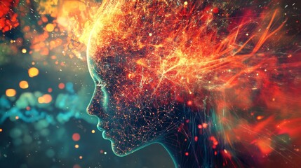 Poster - emotional transformation event abstract visions digital art surreal environment side view consciousn