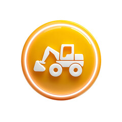 Aufkleber - Vibrant 3D circular icon depicting a simple geometric backhoe or loader vehicle in a clean modern design