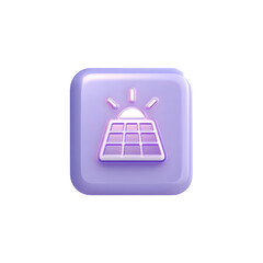 Leinwandbilder - Minimalist 3D icon depicting a purple photovoltaic solar panel with a soft luminous glow radiating above it conveying a futuristic and sustainable energy concept