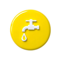Aufkleber - A simple glowing white water faucet icon enclosed within a vibrant yellow circular bubble symbolizing the flow and conservation of water resources