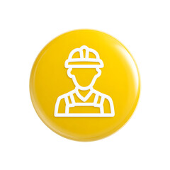Aufkleber - Minimalist yellow circular icon with a simple white silhouette of a person wearing a hard hat representing a construction or industrial worker