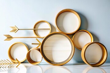 Poster - Minimalist Round Frames and Arrows Composition: Abstract Design Stock Photo