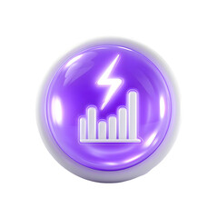 Leinwandbilder - A sleek futuristic looking 3D icon depicting a glowing data chart with a lightning bolt effect encased in a vibrant purple bubble for a modern high tech aesthetic
