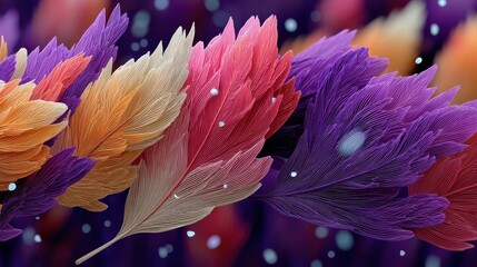 Aufkleber - colorful feathers on violet background generative ai,photo stocks