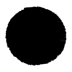 Poster - Abstract round brush stroke with rough ink texture and paint splash. Circular stamp shape for graphic design and logos. Flat vector illustration isolated on white background.