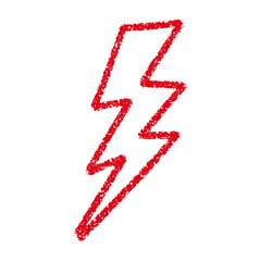 Leinwandbilder - Red Hand-drawn doodle elements lightning, thunderbolt sketchy crayon scribble style with rock vibe. Flat vector illustration isolated on white background.