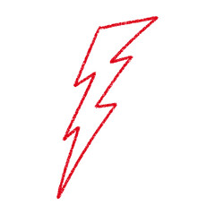 Leinwandbilder - Red Hand-drawn doodle elements lightning, thunderbolt sketchy crayon scribble style with rock vibe. Flat vector illustration isolated on white background.