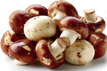 Aufkleber - Freshly picked mushrooms stacked together in a vibrant display ready for culinary use in various dishes