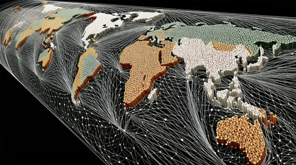 Poster - global network connection world map point and line composition concept of global business vector illustration.stock image