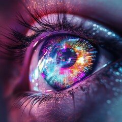 Wall Mural - Close up eye with colorful iris
