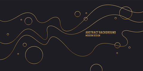 Fototapete - Abstract background with golden wavy lines. A composition of simple shapes, a concise and expressive template for design, presentation, poster.