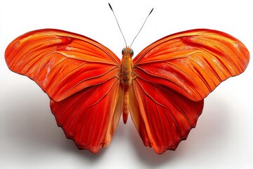 Fototapete - Bright orange butterfly perched gracefully, showcasing intricate wing patterns and delicate features in a serene environment
