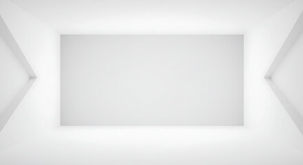 Poster - Clean white geometric empty room background for modern minimalist designs, product display, presentations