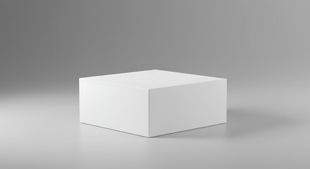 Poster - Clean white square cube on grey gradient background perfect for product display and advertising mockups