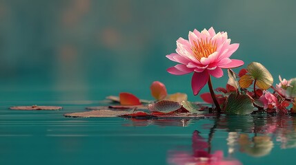 Aufkleber - lotus flower on the water on the right side empty space for text.stock image