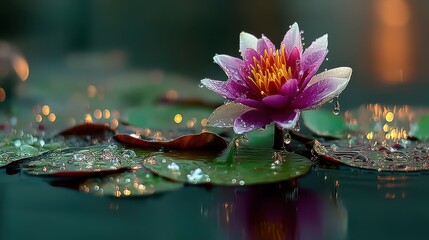 Aufkleber - lotus flower on the water on the right side empty water copyspace,stock photo
