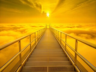 Poster - Surreal Ascending Ramp with Handrails: Abstract Architectural Photography