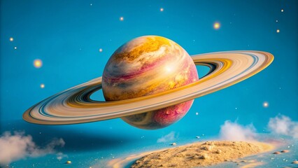 Aufkleber - Surreal Pink Nebula Cosmic Landscape: Single Planet in Vibrant Galaxy
