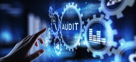 Poster - Audit - official financial examination for business as concept on virtual screen.