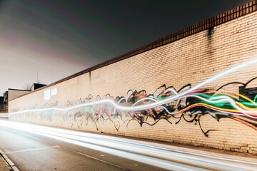 Poster - Urban Graffiti Art Long Exposure Light Trails Night Photography