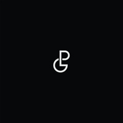 Poster - Linear Letter GP or PG Monogram with black background. 