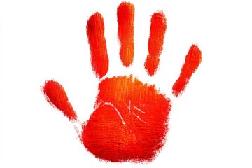 Aufkleber - Handprint artwork displayed on a white background showcases bright orange paint and intricate texture details